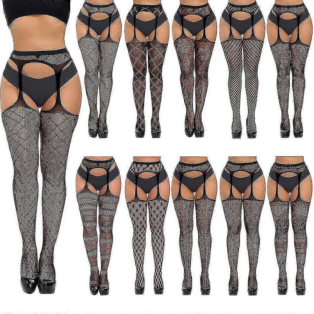 Suspenders Ings Strømpebånd Strømpebukse Ladies Open File Mesh Non-skli Ings