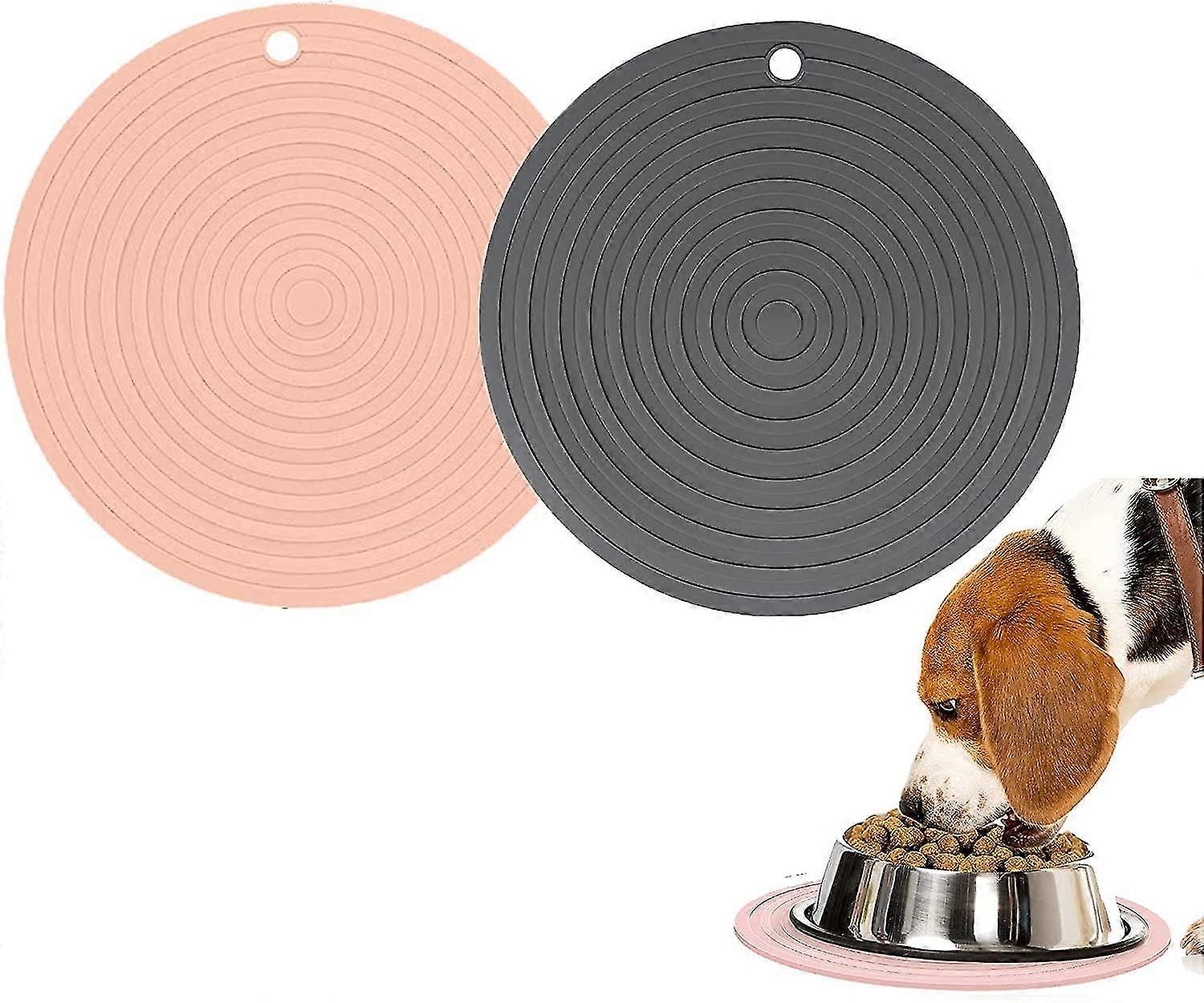 Set Of 2 Dog Cat Silicone Mat Dog Bowl Mat, Waterproof And Non-slip Silicone Feeding Bowl Mat