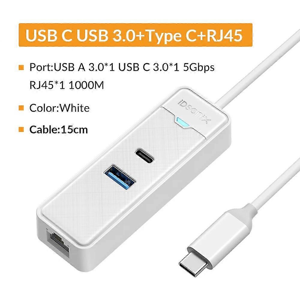iDsonix 1000Mbps Ethernet USB 3.0 Hub With RJ45 USB Splitter Multi Port Data Adapter Expander for Laptop Computer PC Accessories