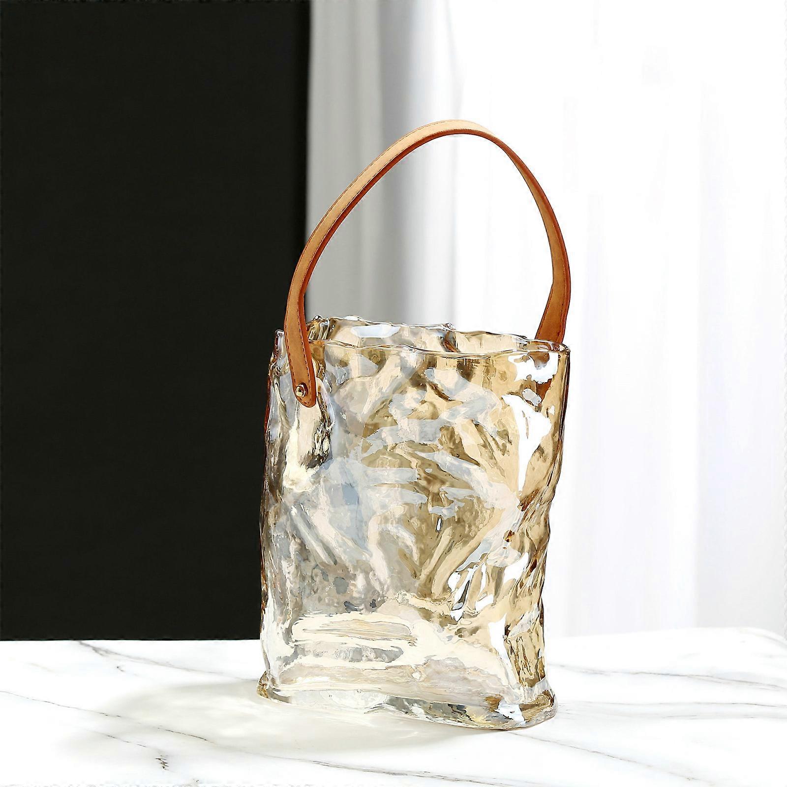 Wazon na kwiaty, szklany wazon, miska na ryby z bańką, przezroczysty wazon w kształcie torebki (S / M / L)