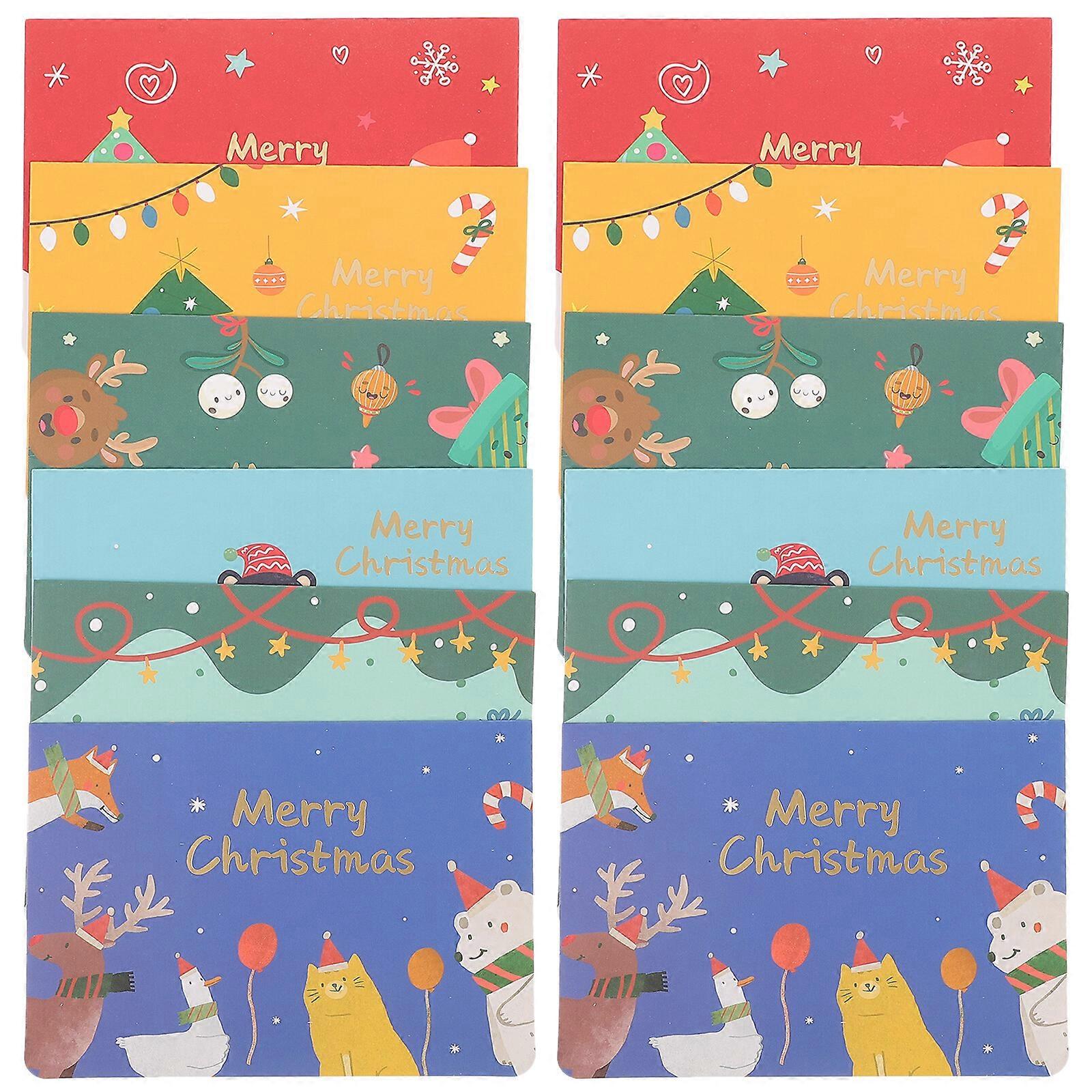 12张派对邀请卡祝福卡圣诞印花礼品卡圣诞贺卡礼品