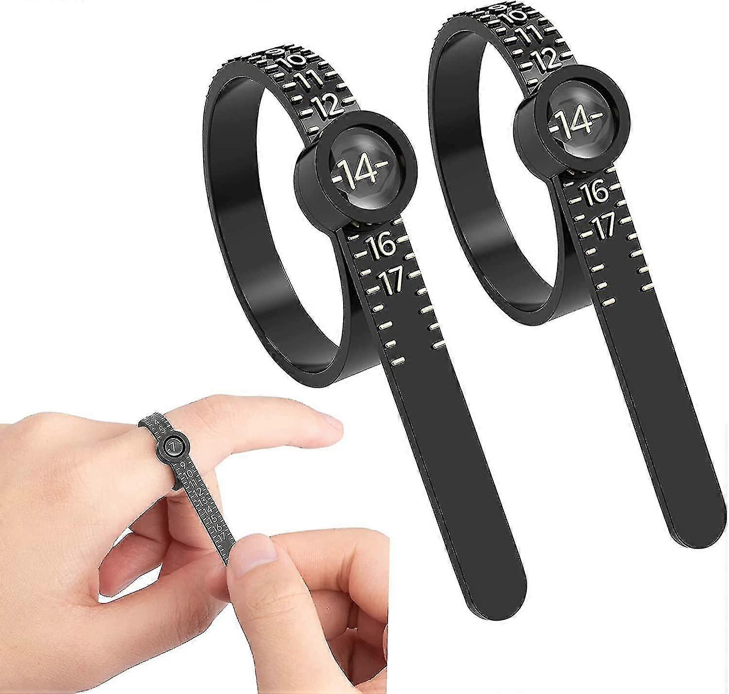 2pcs Ring Sizer Measuring Tool, Reusable Finger Size Measuring Tape With Magnified Glass, Jewelry Sizing Gauge Tool