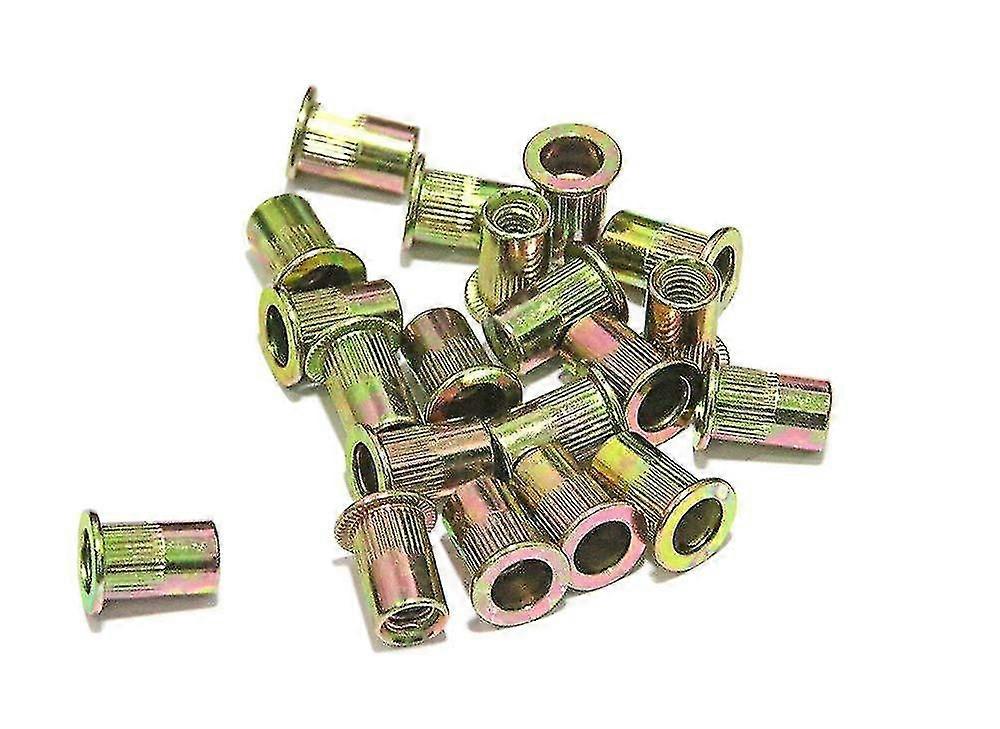 10pcs Plated Carbon Steel Rivet Nut Flat Head Insert Nutsert M6*15
