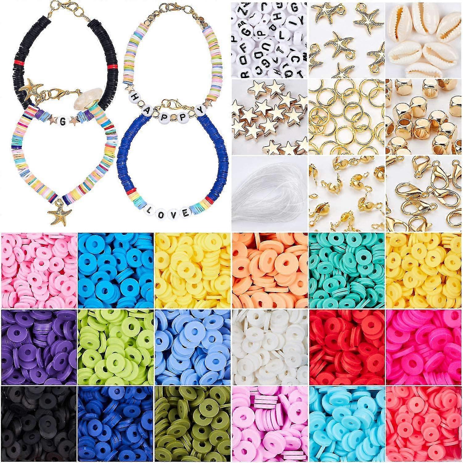4800 Pcs Flat Round Polymer Clay Spacer Beads For Jewelry Earring Diy