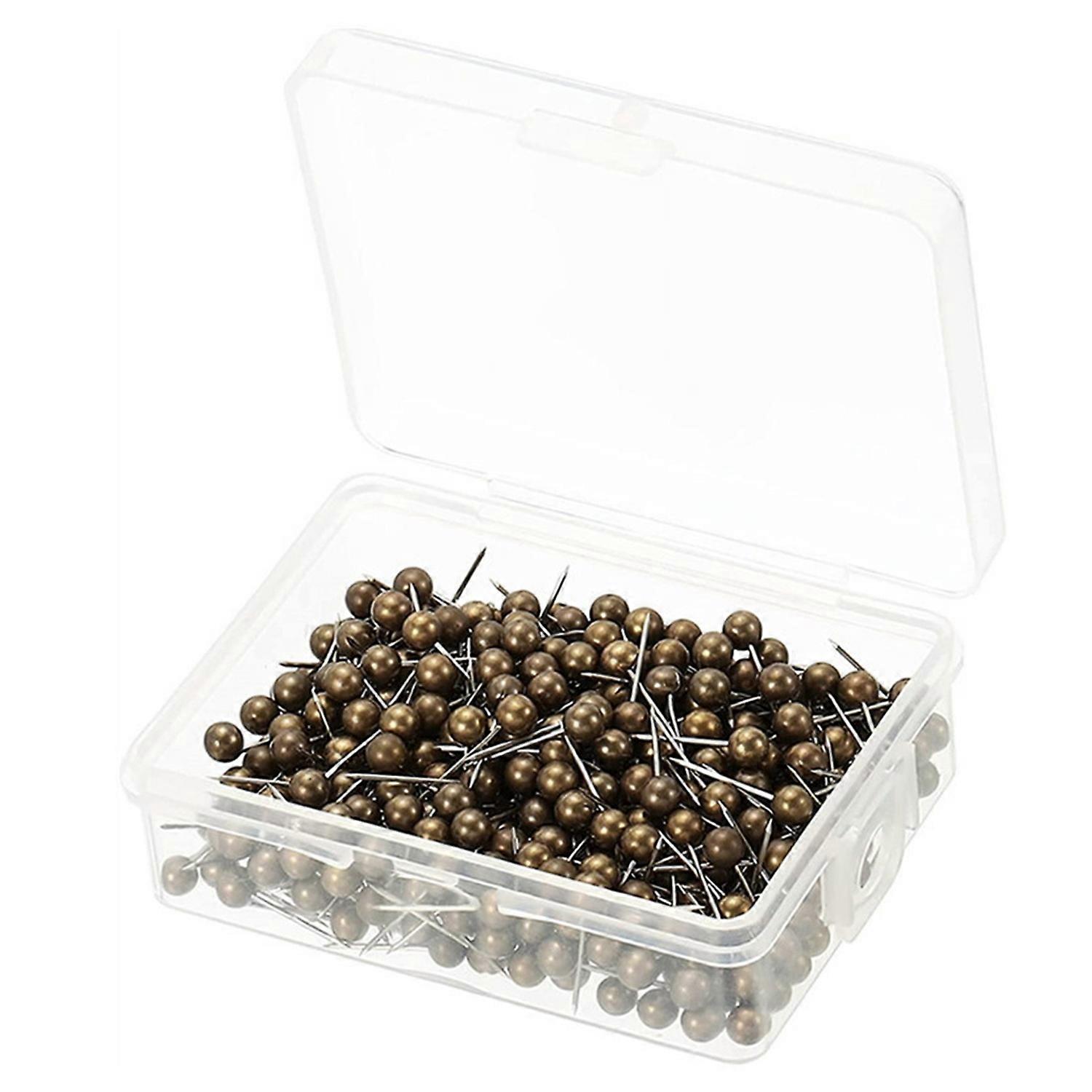 480/500Pcs Push Pin with Clear Plastic Box Metallic Color Round Ball Head Cork Bulletin Board