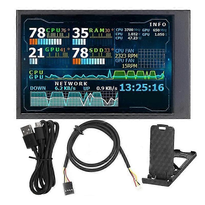 3,5 polegadas Ips Lcd Monitor Mini tela capacitiva para Aida64 Usb Monitor de computador Usb Lcd Display Pc Case Linux