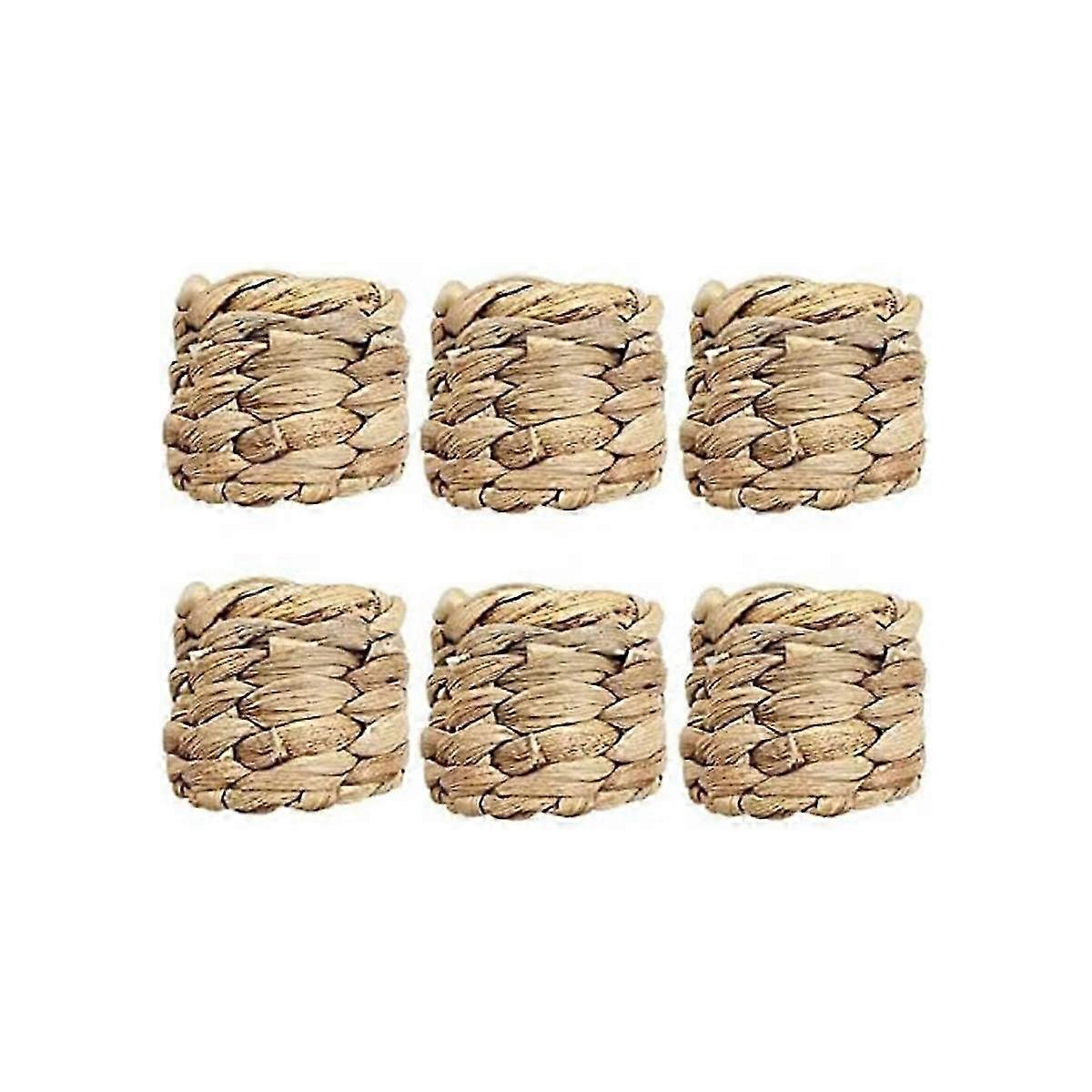 6 Piece Woven Napkin Rings Set, Rustic Napkin Rings, Handmade Napkin Rings, Natural Napkin Rings, f