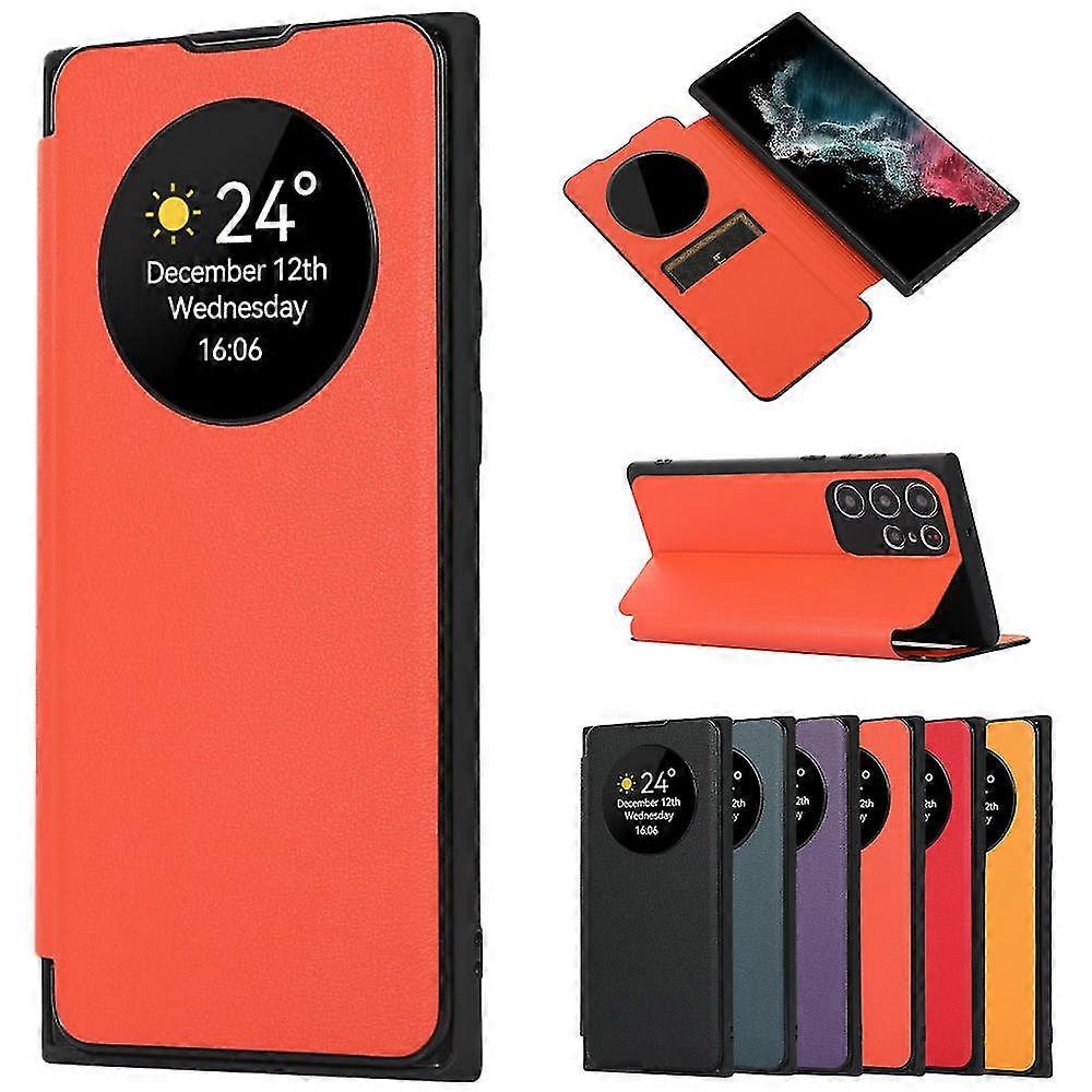 Smart Sleep / Wake Up Function View Window Premium Leder Flip Case für Samsung Galaxy S24 Ultra / s24 Plus / 24 mit Kartensteckplatz Ständer