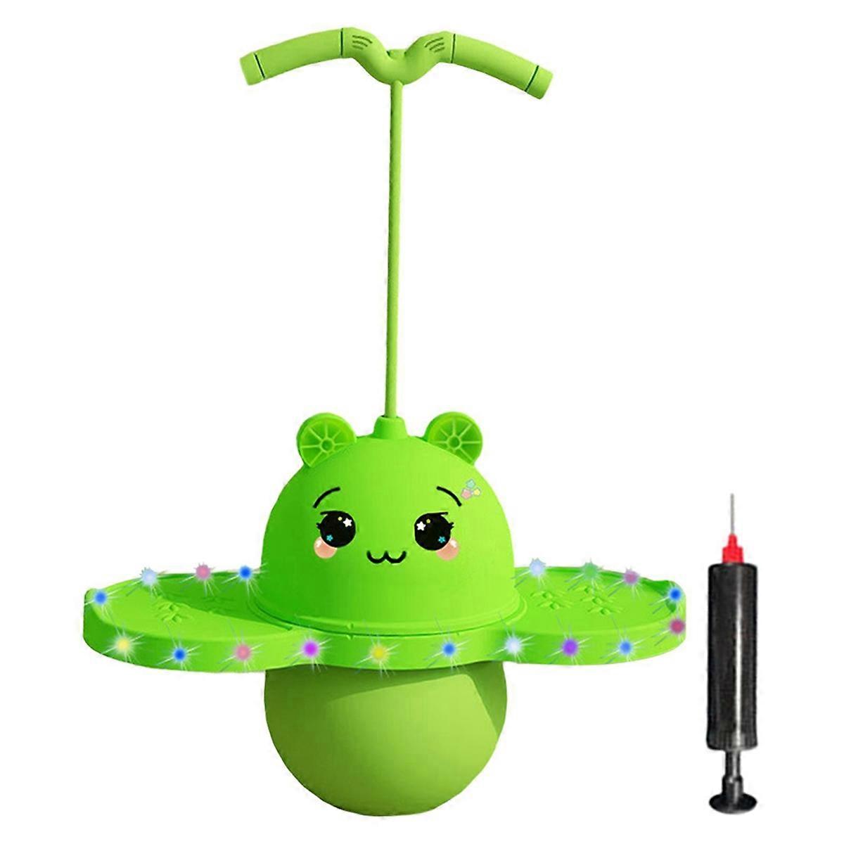Pogo Ball with Handle Board Bouncing Ball for Outdoor Exercises Indoor Green