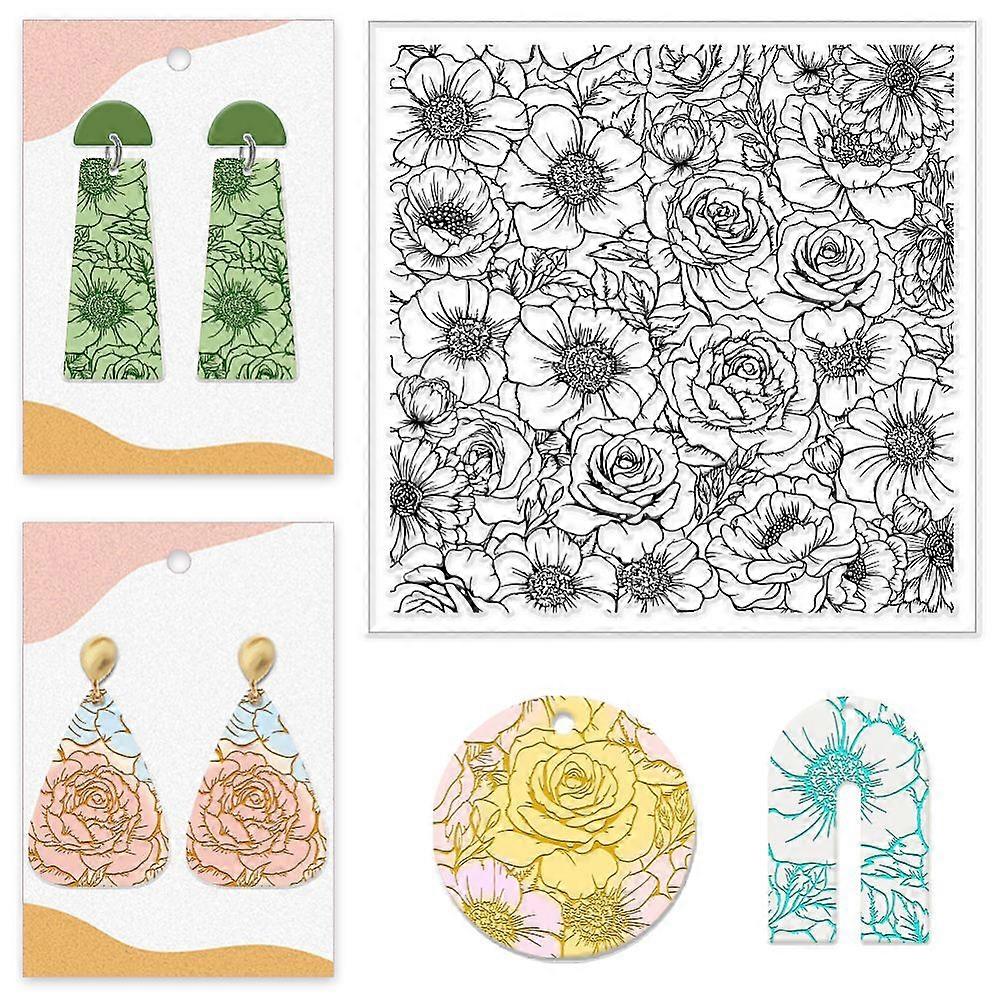 Silicone Clay Texture Mat Clay Modeling Pattern Pad Flower 140x140x3mm