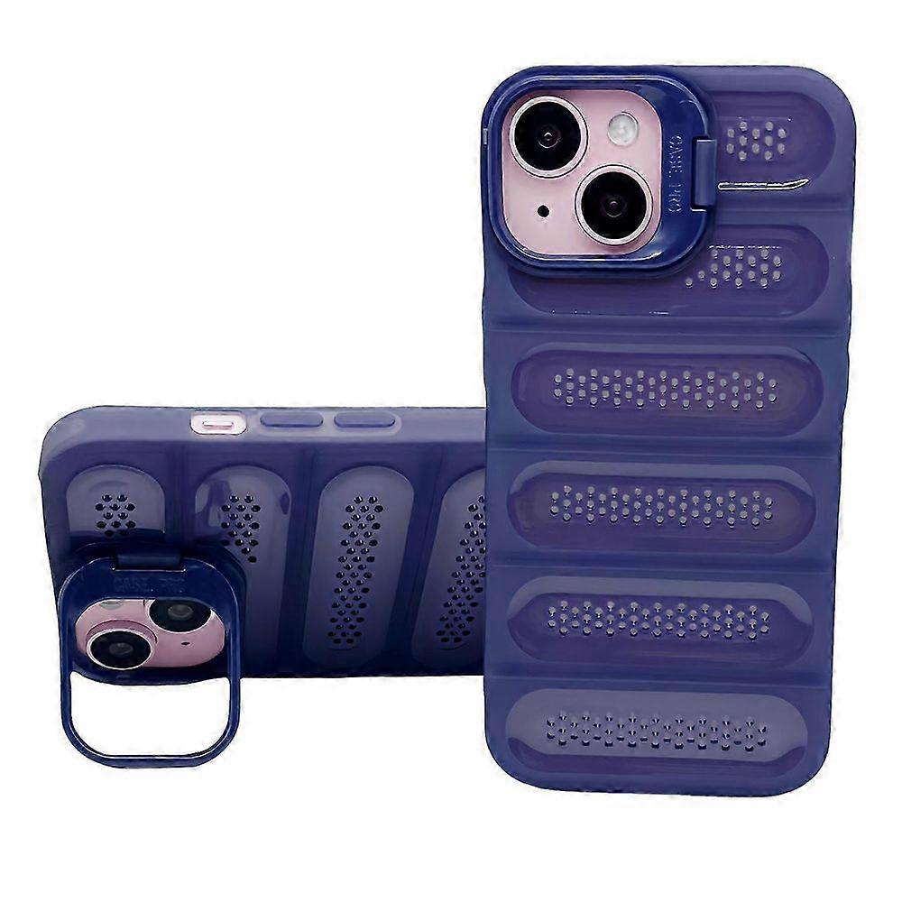 For iPhone 13 Case Heat Dissipation Anti-Drop TPU+PC Kickstand Phone Cover