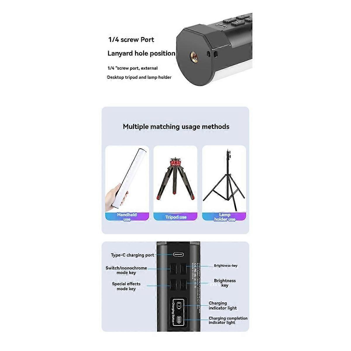 RGB LED Light Wand, Magnetic Handheld Full Color Stick Light, Versatile Photography & Video Fill L
