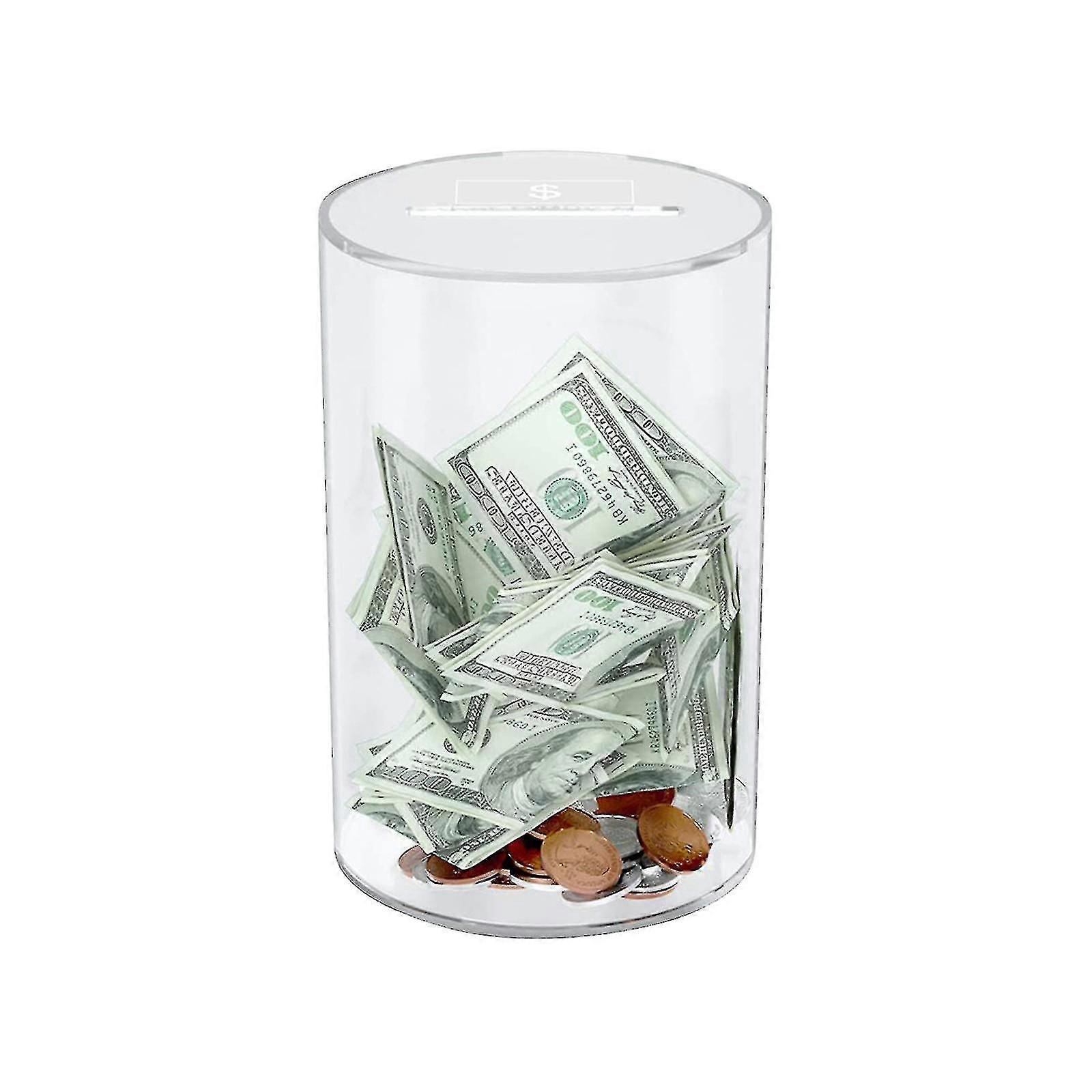 1pc Clear Piggy Bank For Adults - Acrylic Money Tip Change Box For Budgeting And Saving