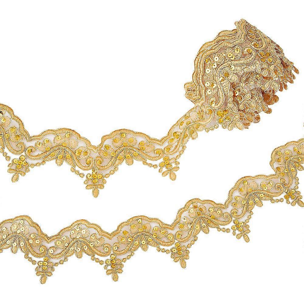 5 Yards Polyester Lace Ribbon Wave Edge Lace Trim Clothes Accessories Light Khaki 3-3/8 inch(87mm)