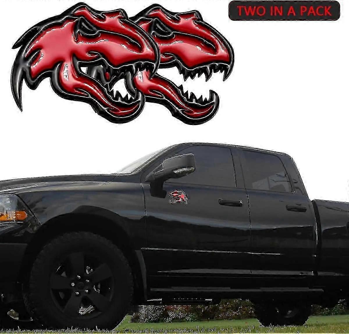 2pcs Car Metal Tyrannosaurus Raptor Dinosaur Logo Trunk Body Emblem ...