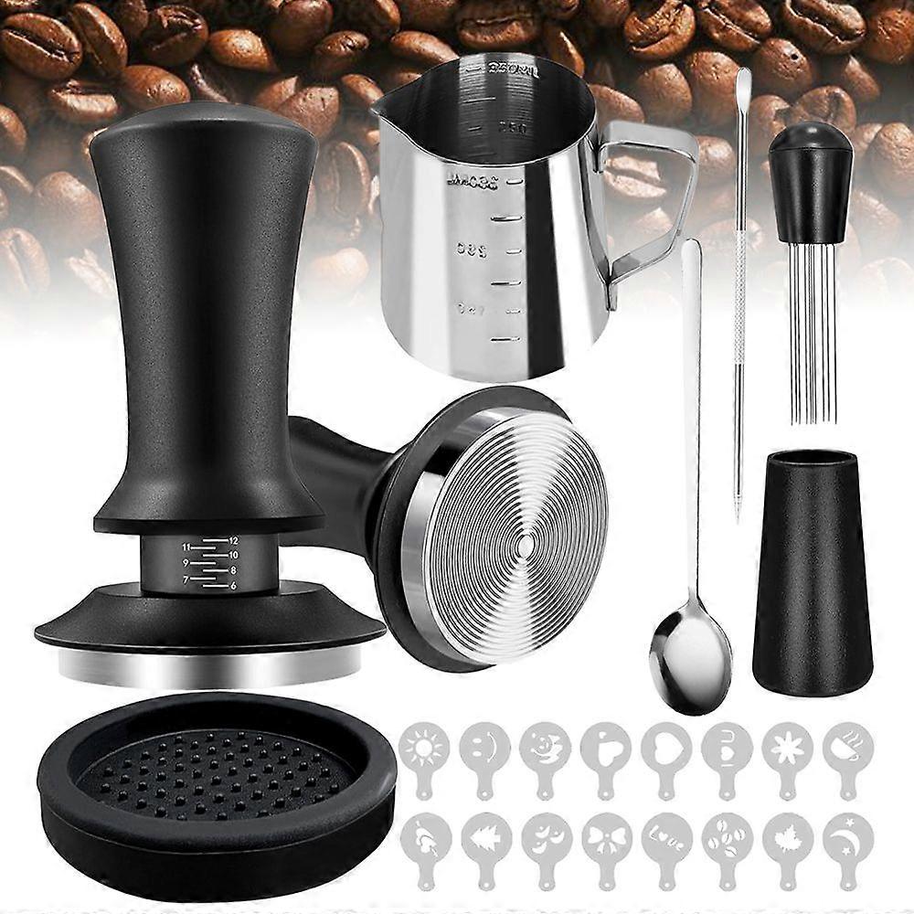 22-Piece Coffee Tamper Set, Noonedibs, Espresso Accessories, Barista Kit, with 51mm Espresso Tamper, WDT Tool, 350ml Frothing Pitcher, Latte Art Pen, 
