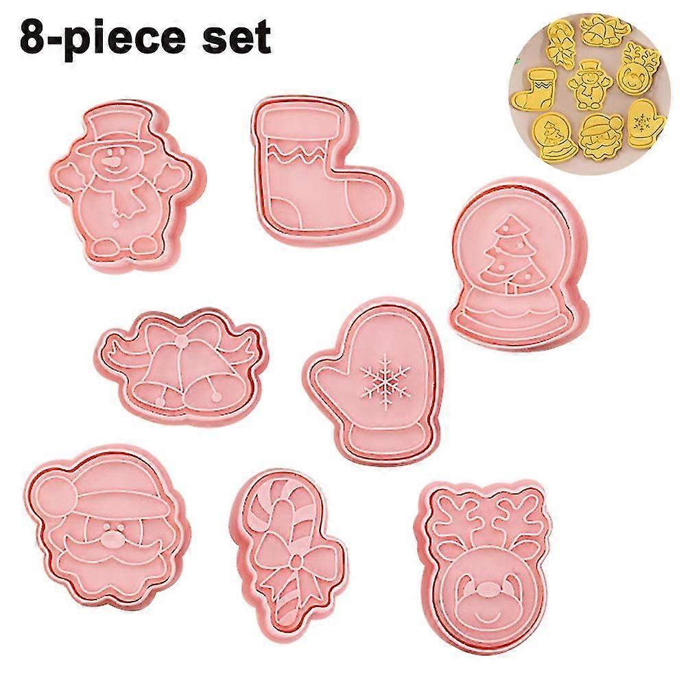 Christmas Themed Three-dimensional FondantDiy Baking Tool With Plunger Stamps Set, Gingerbread Boy/girl, Snowman, Santa Claus, Christmas Tree