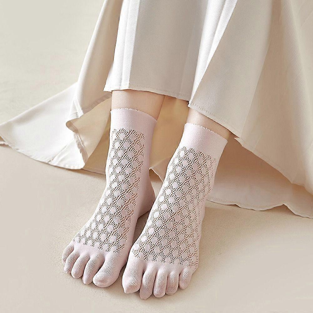 Mesh Solid Color Velvet Ice Silk Women Hosiery Five Finger Socks Breathable Thin Socks