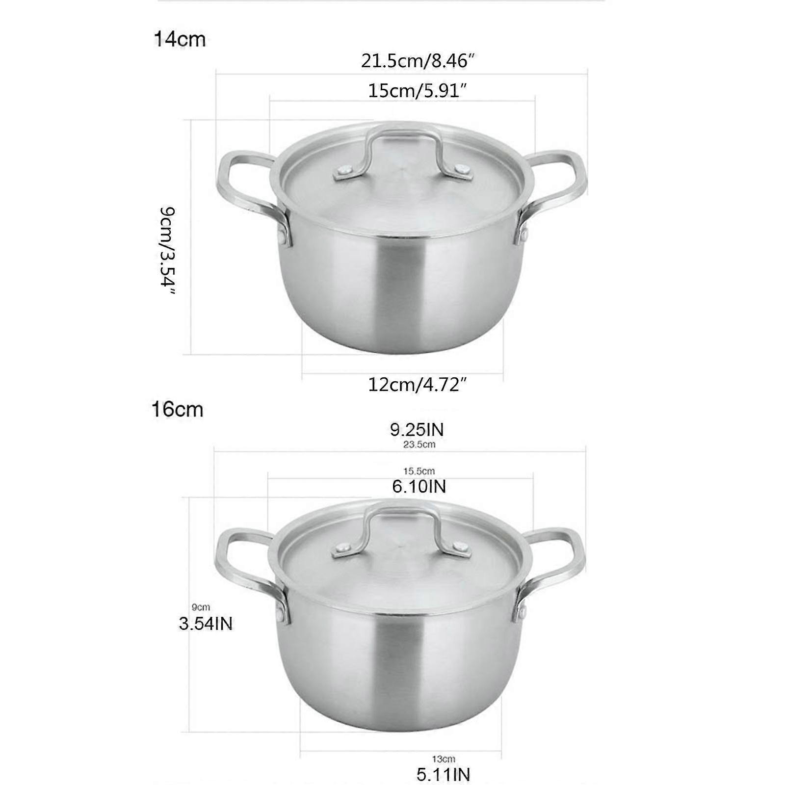 14/16cm 304 Stock Pod από ανοξείδωτο ατσάλι με κάλυμμα καπακιού 3-Ply Επενδυμένη Βάση Βουρτσισμένη Χωρίς Επίστρωση Κατσαρόλα Μαγειρικά Σκεύη Κουζίνας 16cm