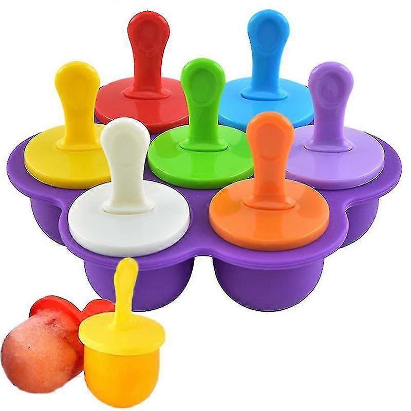 Mini 7-Cavity DIY Ice Pop Mold Set with Colorful Plastic Sticks