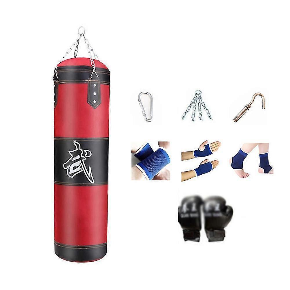 Boxningssäck 4ft Ofylld Tung Boxningssäck Sparring Träning Sandsäck med Handskar Hand & Handled & Ankl