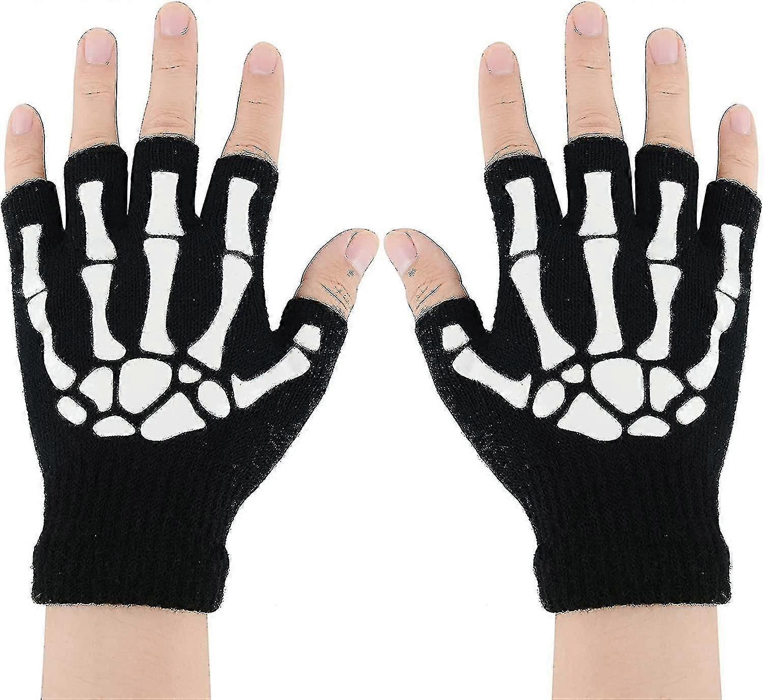 Skeleton Gloves-luminous Stretchy Costum Gloves Fingerless Skull Gloves One Pair