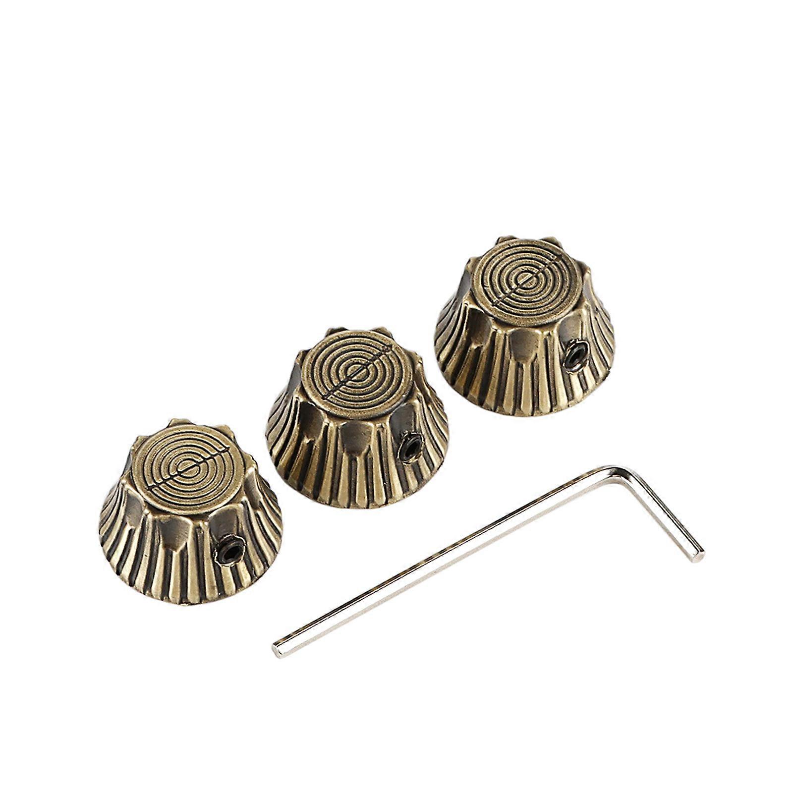 3Pcs Metal Volumes Tone Control Knobs with Hole Electric Guitar Bass Knobs Potentiometer Knobs Instrument Accessorys  Bronze