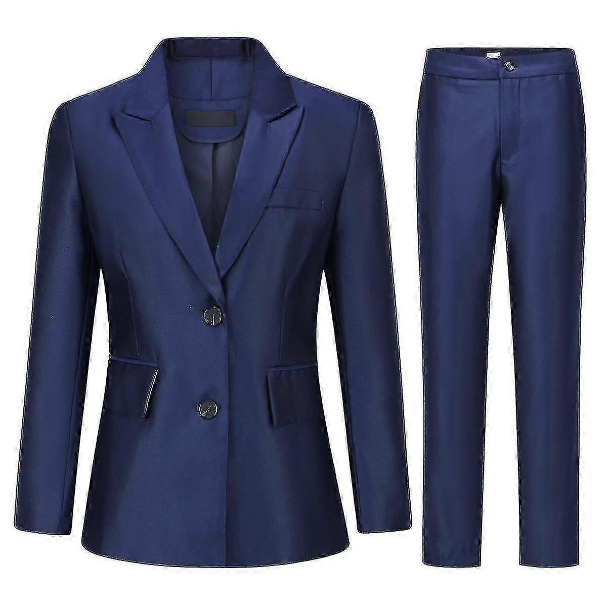 Yynuda Womens 2-delade två-knapps kontorskläder Slim Fit Business Suit (kavaj + byxor)