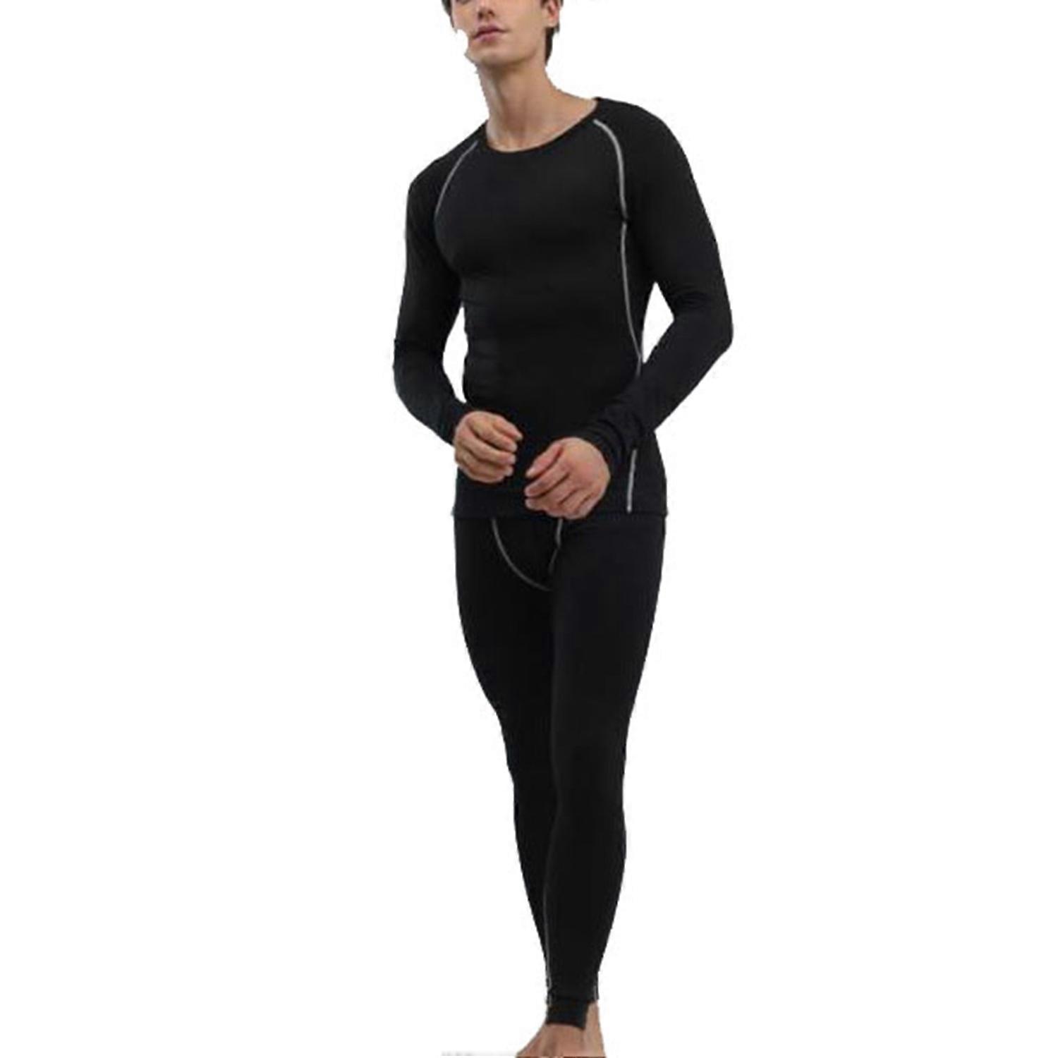 Men Thermal Underwear Set Slim Fit Base Layer Underwear Top Bottoms Suit for Home Outdoor Activities
