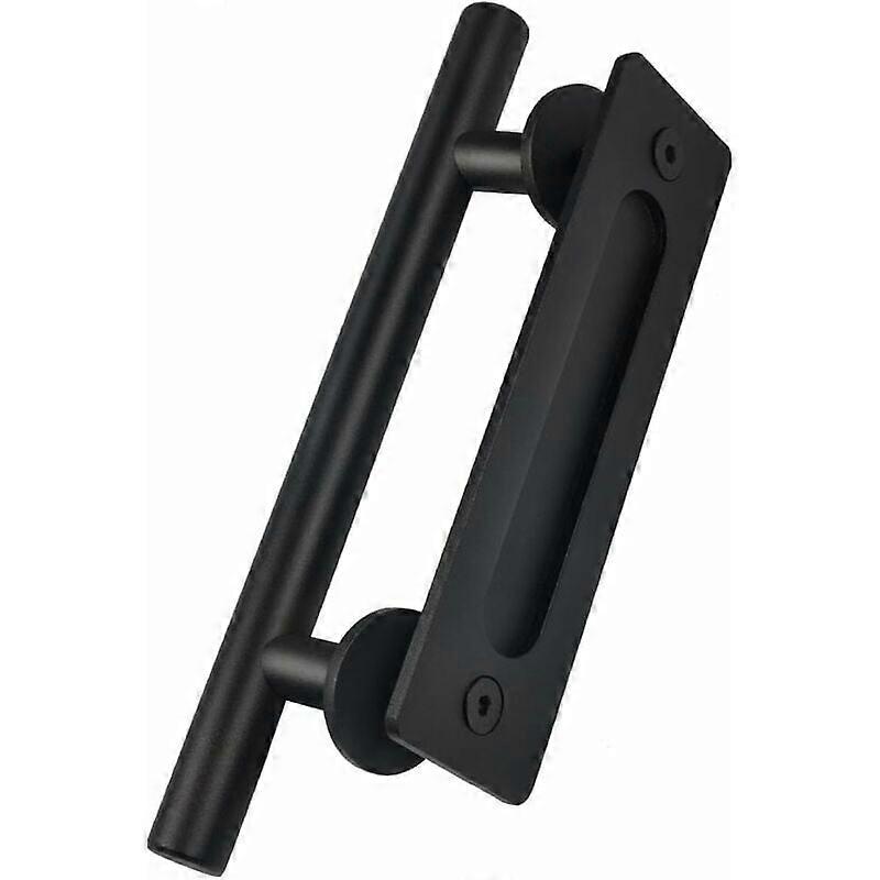 Push Pull Barn Door Handle, Black Powder Coated Finish For Wide Application, Ergonomic Design & Smooth Edges, Heavy Duty Solid Steel Handle For