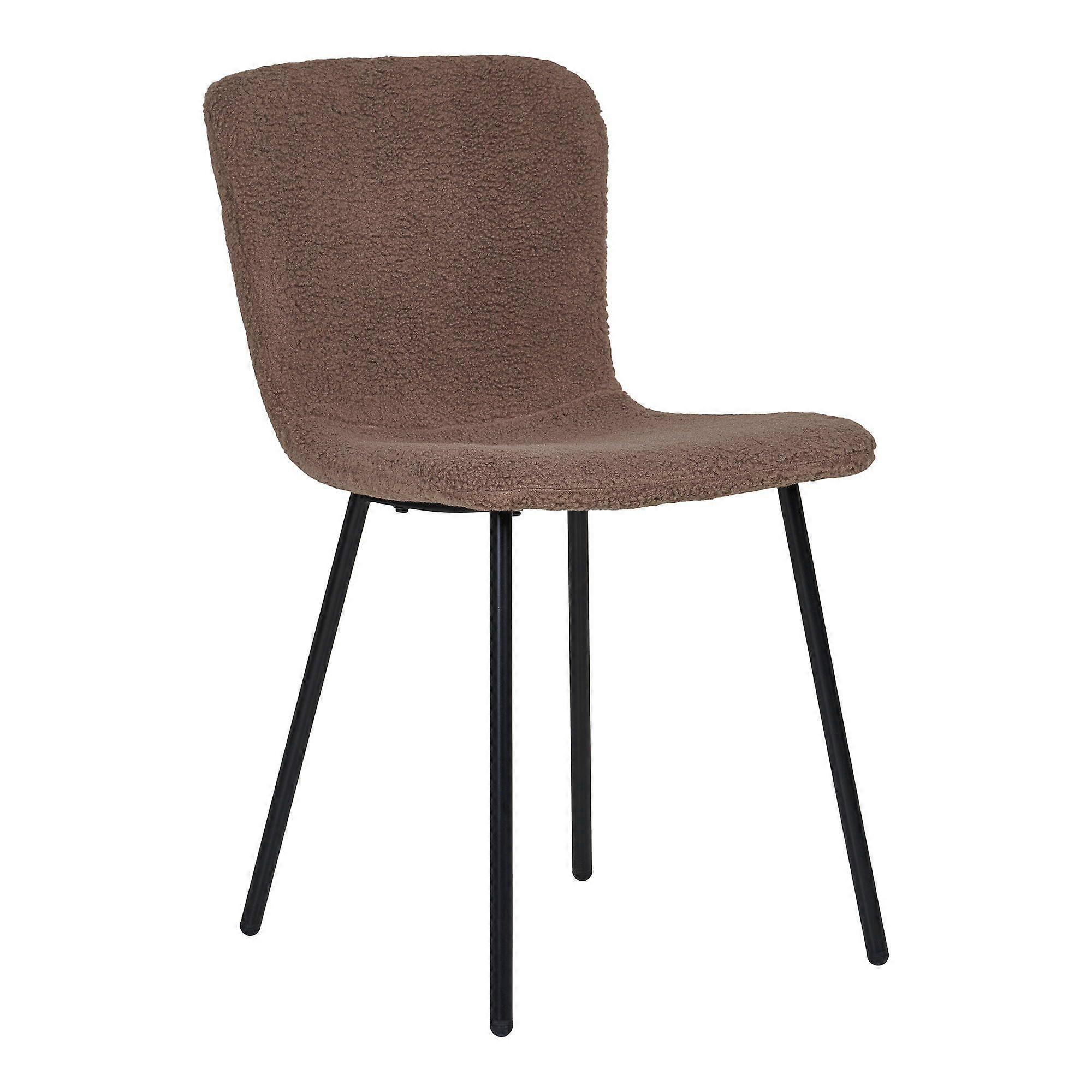 2 brown faux fur dining chairs with black legs