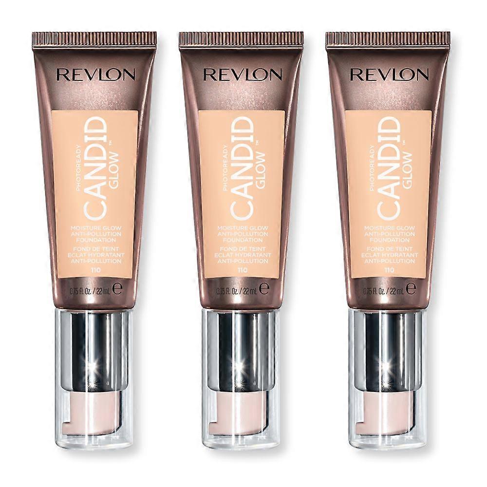 3 x レブロン フォトレディ キャンディッド モイスチャー グロウ ファンデーション - 110 磁器