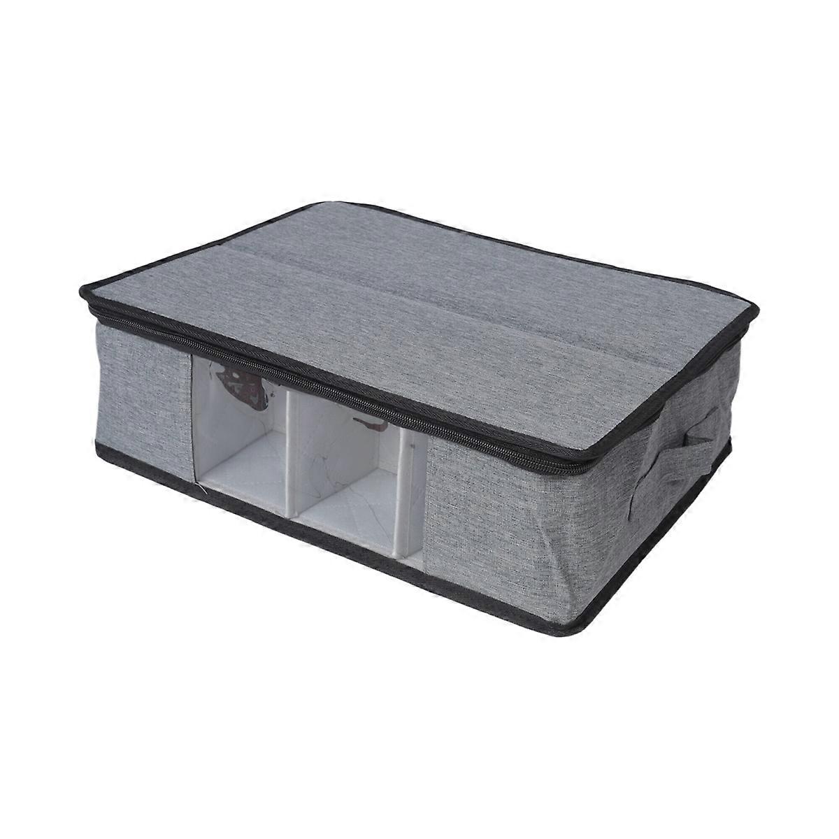 Mug and Cup Storage Box, Glass Mug Storage Chest Case with Dividers