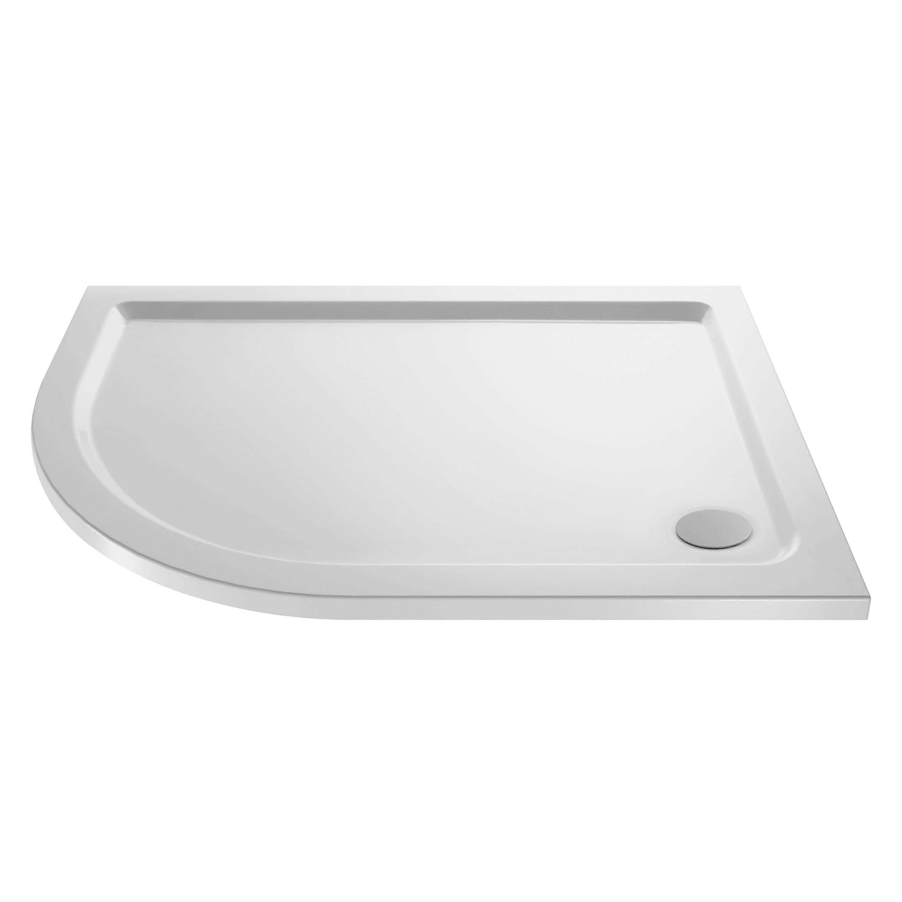 900mm x 760mm Premium Shower Tray - Left Hand Offset Quadrant  - White