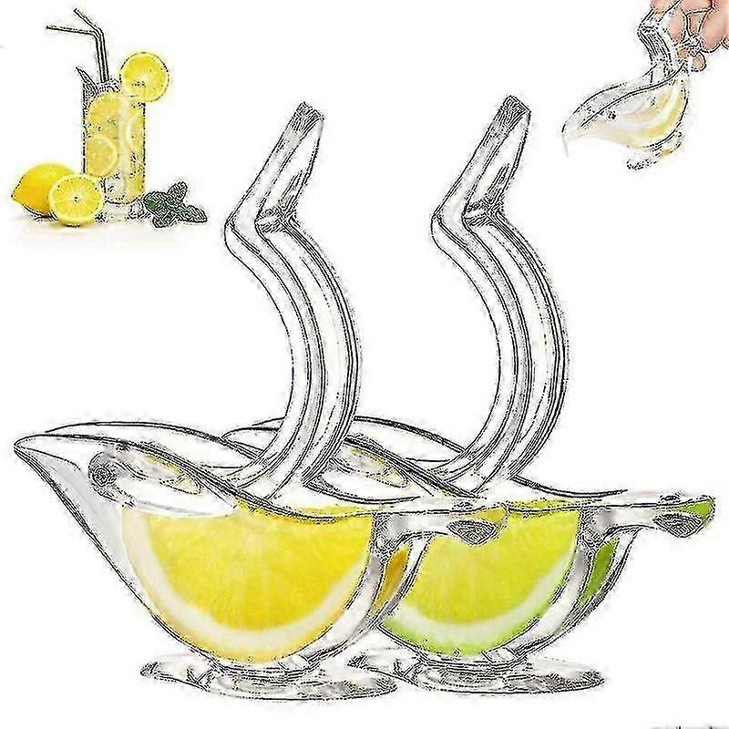 Deluxe Design Individual Lemon Squeezer, Lemon Squeezer Manual Hand Squeezer Acrylic Tableware Transparent Serving Tableware(2PCS White)