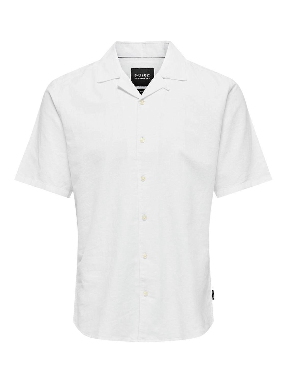 Mens Short Sleeve Shirt with Button Placket and Fold-over Collar by Only & Sons