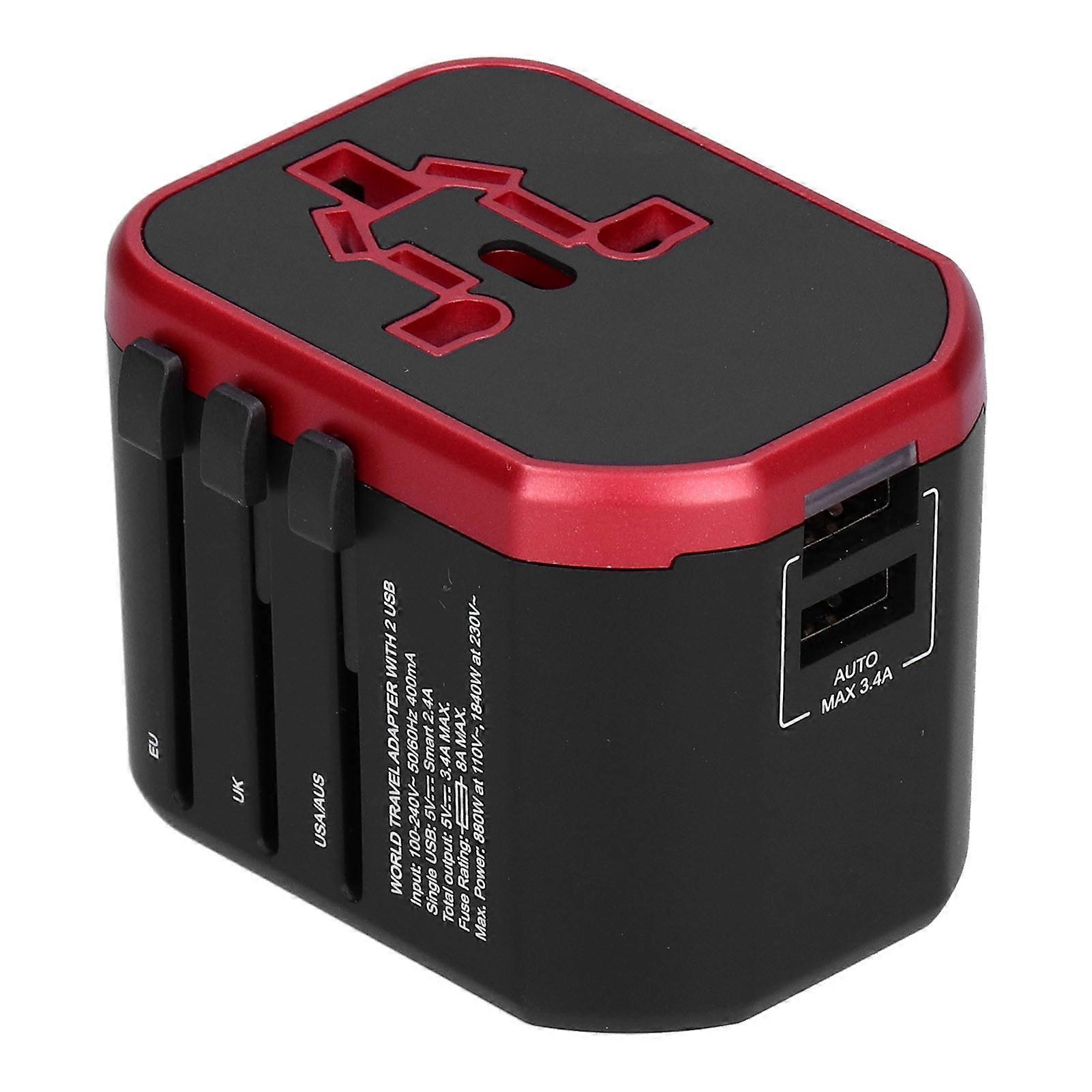 Universal Travel Adapter with UK/EU/US/JP/AU/Chinese Plug USB Interface 100~240V