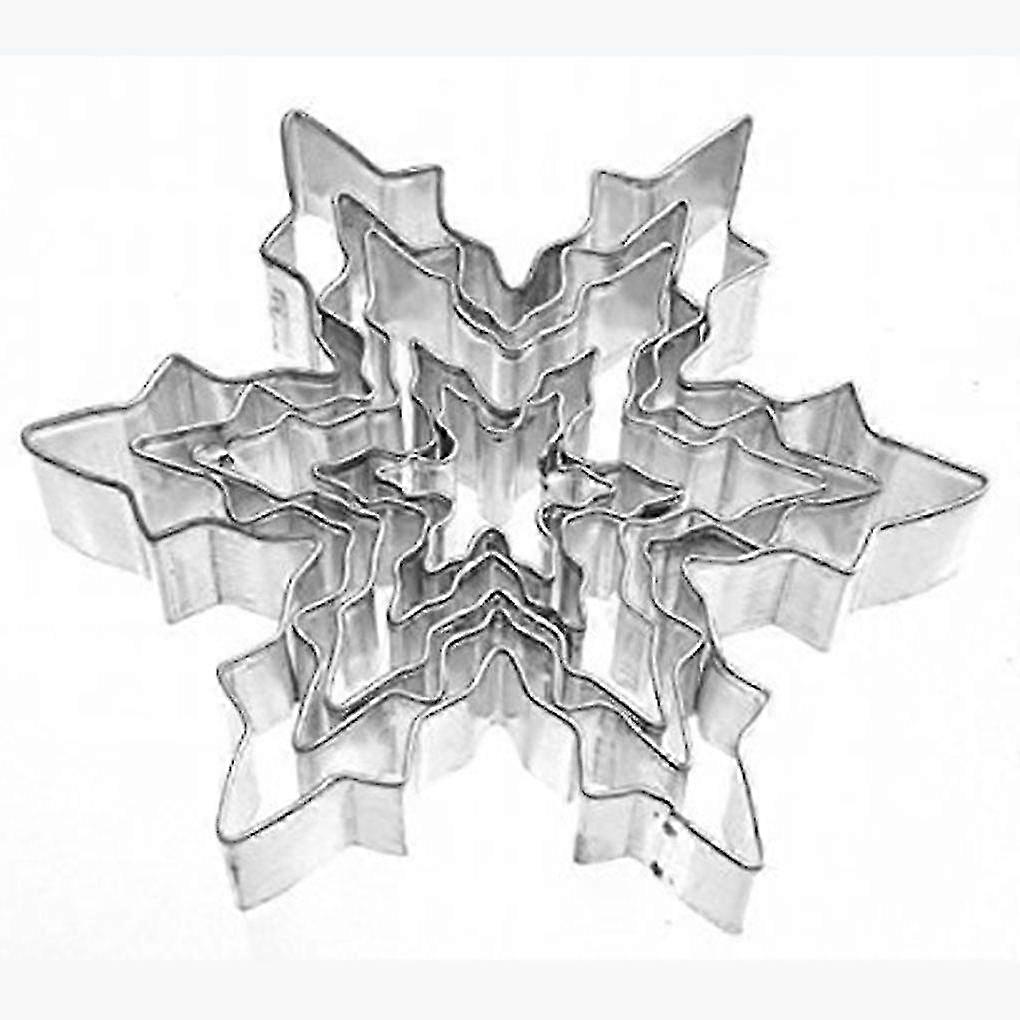 Snowflake Stainless Cookie Cutters - 5pcs for Cake Baking and Cooking