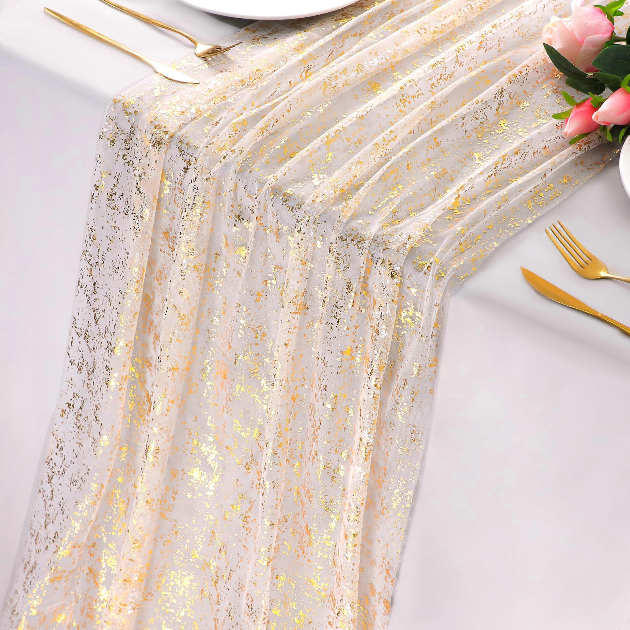 6 Pcs Gold Table Runners for Wedding Decoration 10 Ft