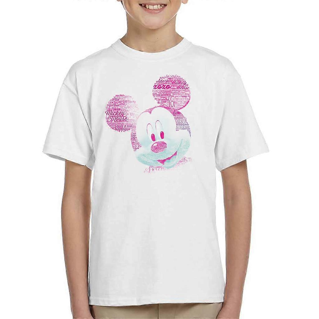 Disney Mickey Mouse Pink Text Head Kid's T-Shirt