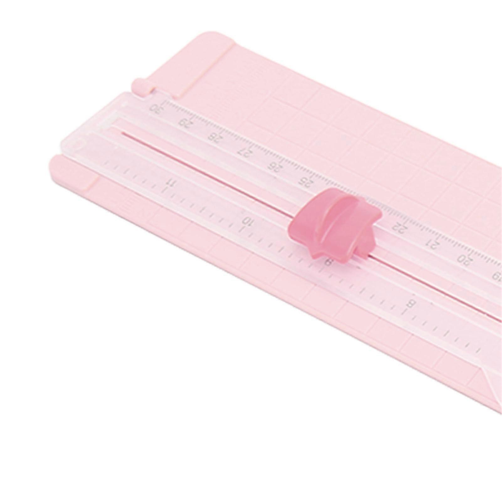 Compact Portable Paper Trimmer with Two-Way Blade, HD Scale, Light Pink, ABS Plastic, Scrapbooking, Photo Cutter