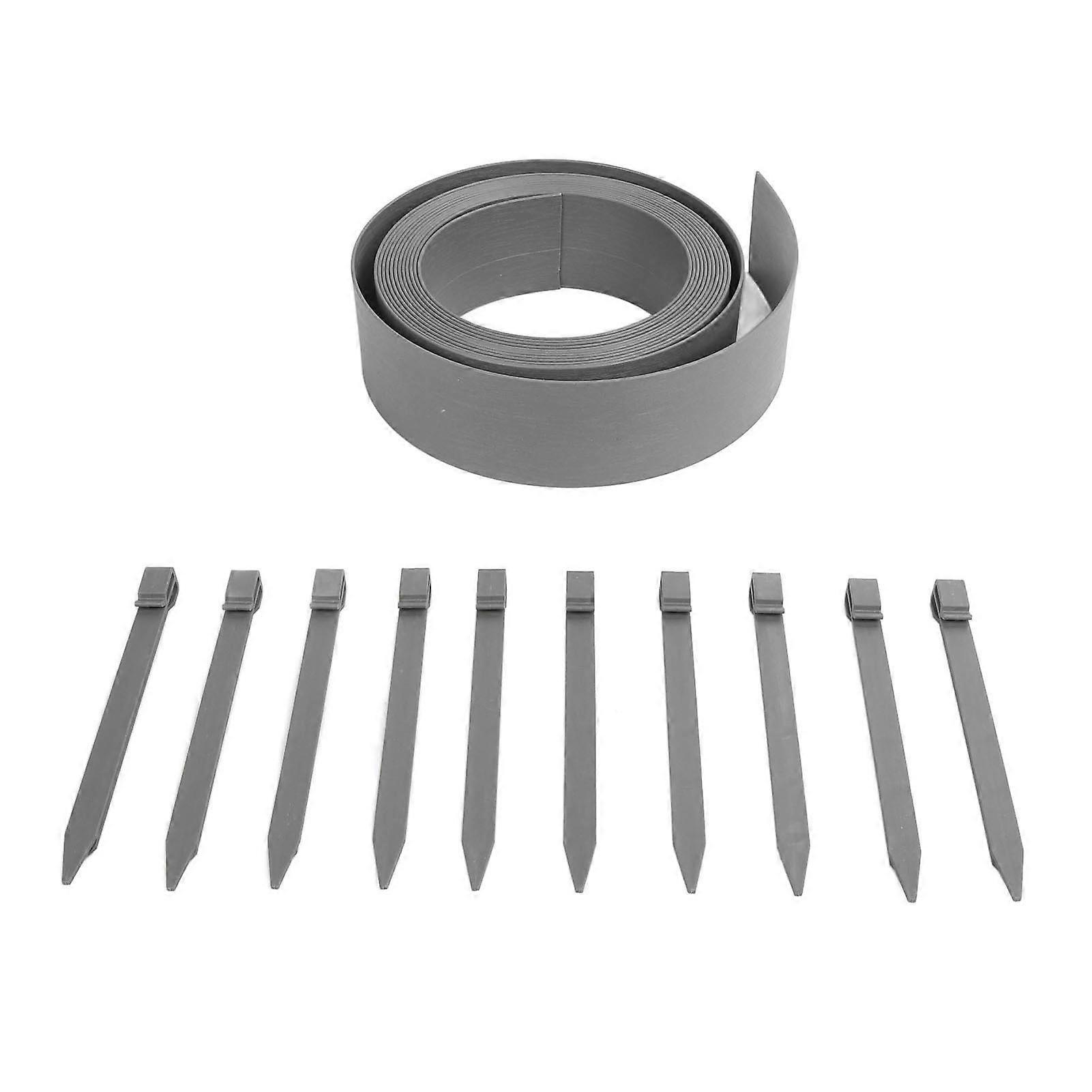 Plastic Garden Border Wood Grain Pattern Flat PE Landscape Edging Kit with Fixing Nails 10M