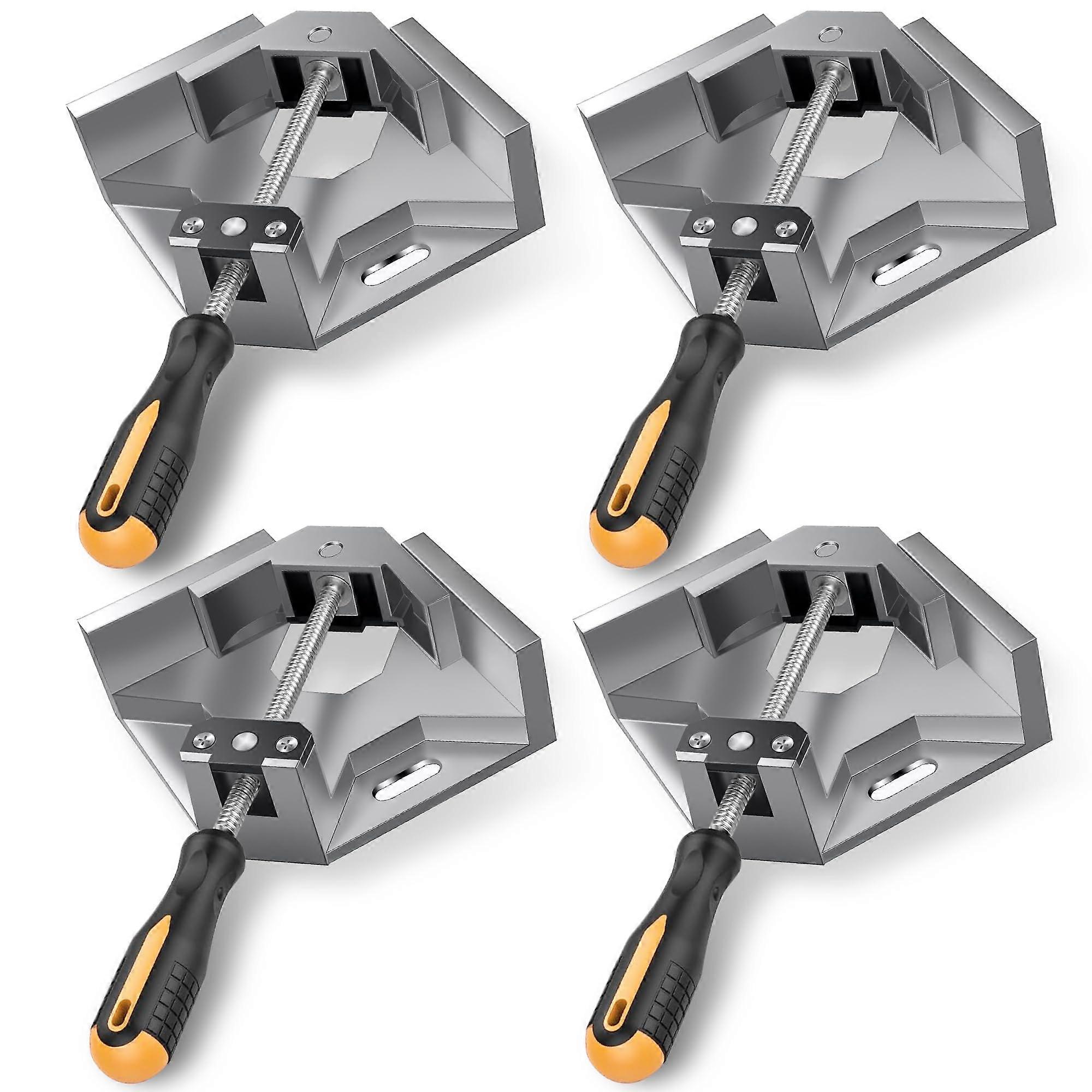4 Pack Right Angle Clamp, Single Handle 90° Aluminum Alloy Corner Clamp, With Adjustable Swing Jaw