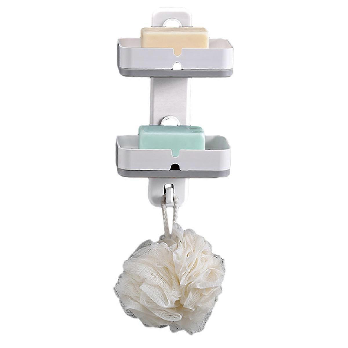 Multifunctional double-layer soap box storage rack-1349 white