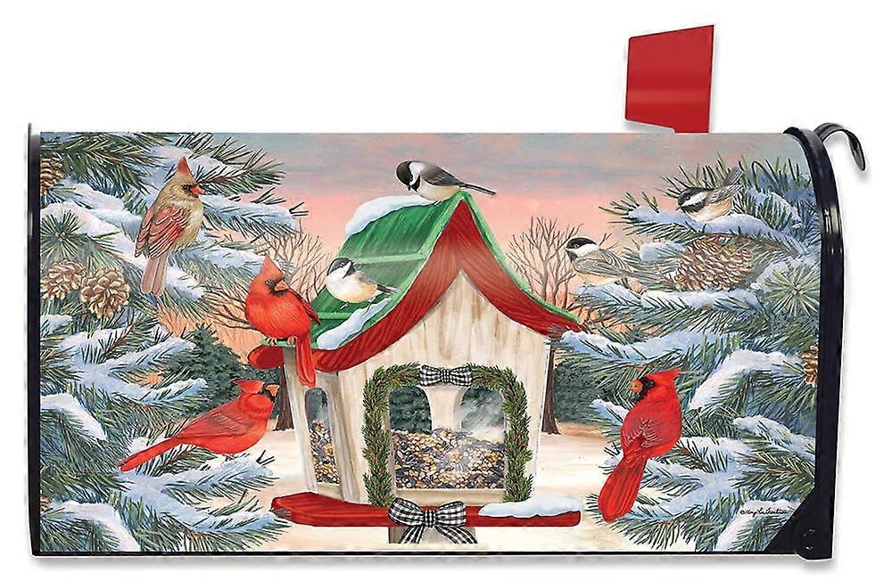 Snowy Birdhouse Winter Mailbox Cover - Standard Size, Durable Material, Seasonal Decor for Home and Garden