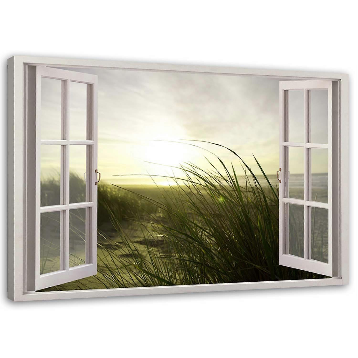 Lienzo, Ventana - invierno junto al mar - 60x40