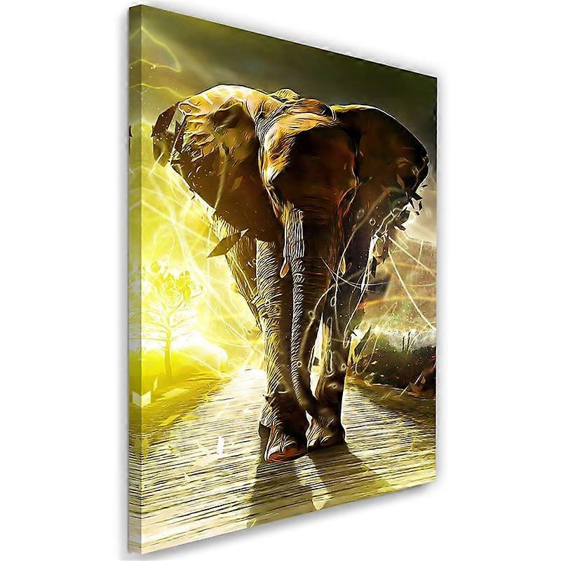 Impression sur toile, Eléphant sur la route - 70x100