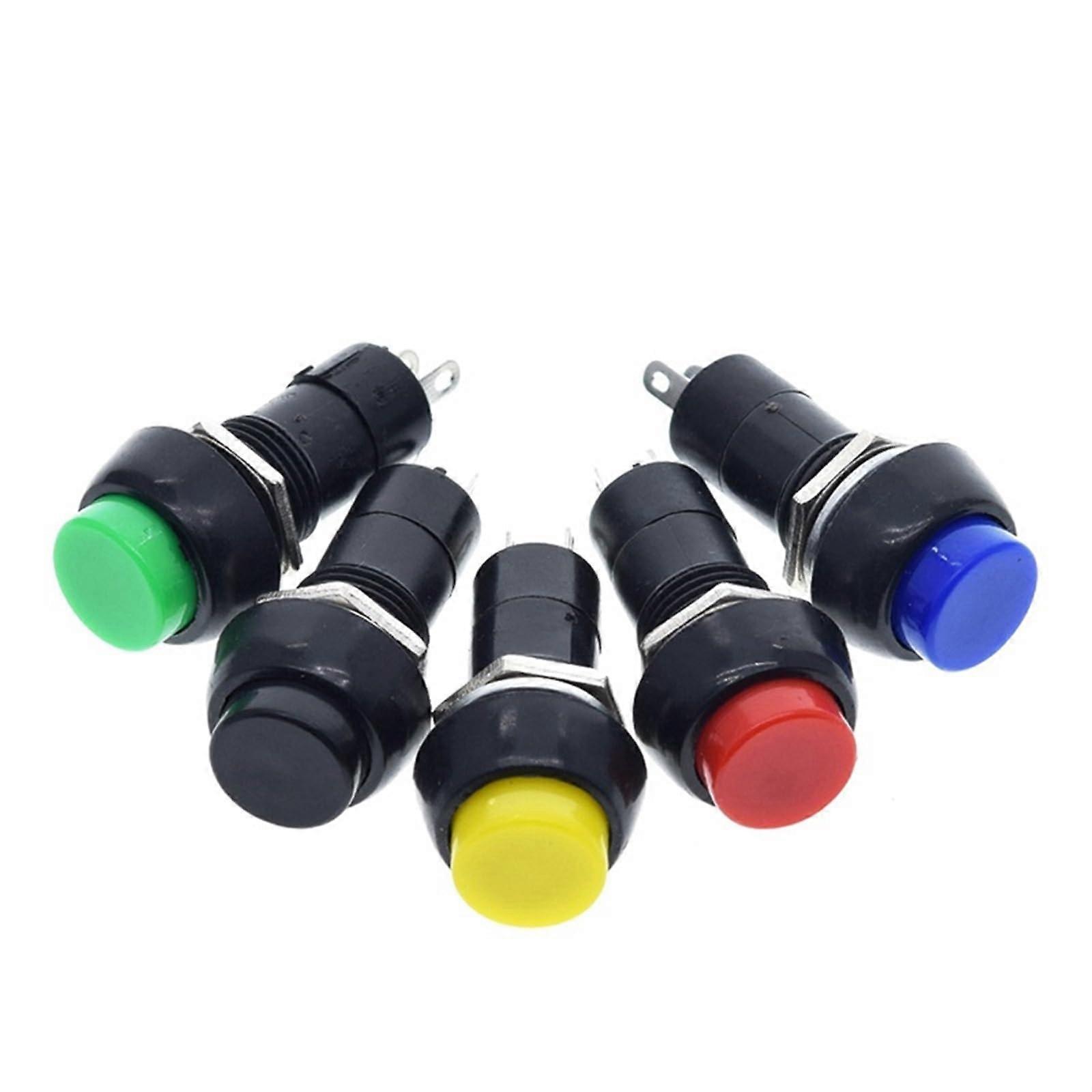 5pcs PBS11B 2PIN 12mm No Lock SelfLock ON Off Push Button Momentary Switch 3A 150V Black Blue Red Green Yellow(Red)