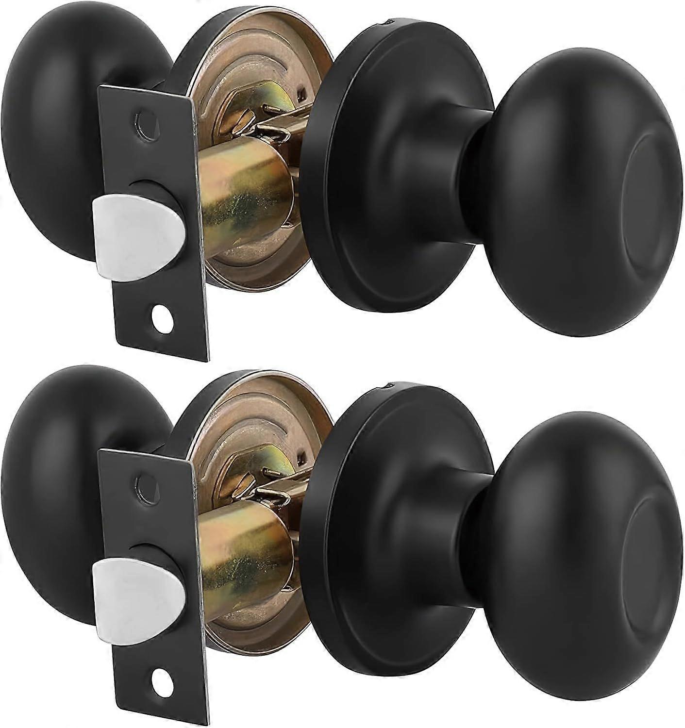 High quality brand new  2 Pack Egg Shaped Door Knobs Flat Black Oval Style Hall