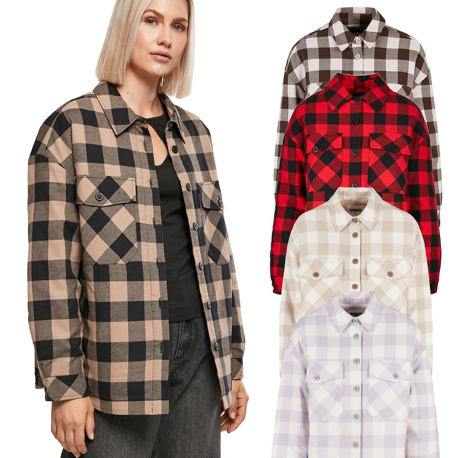 Urban Classics Ladies - Giacca camicia oversize imbottita in flanella